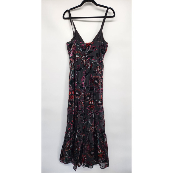 NWT Anthropologie Hutch Tiered Velvet Floral Wide Leg Jumpsuit Size 4 #8F502 - Picture 6 of 10